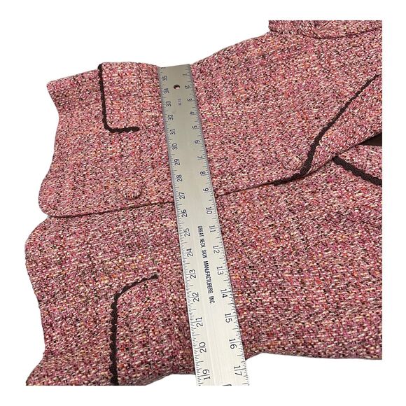Vintage Neiman Marcus Wool Blend Tweed Blazer 10 Pink Jacket Career - Picture 9 of 16